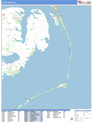 Outer Banks Wall Map Basic Style 2024